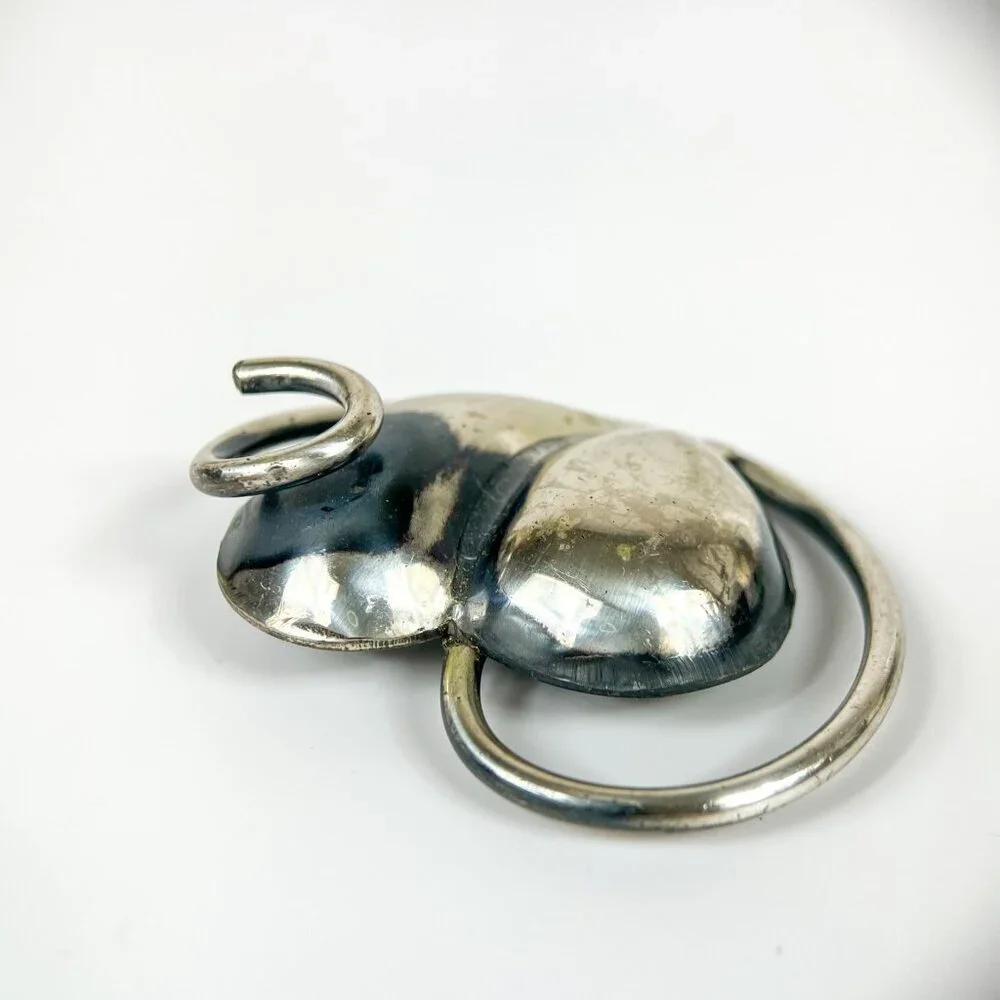 Vintage Silver tone Abstract Heart Leaf Brooch Pin Swirl Modernist